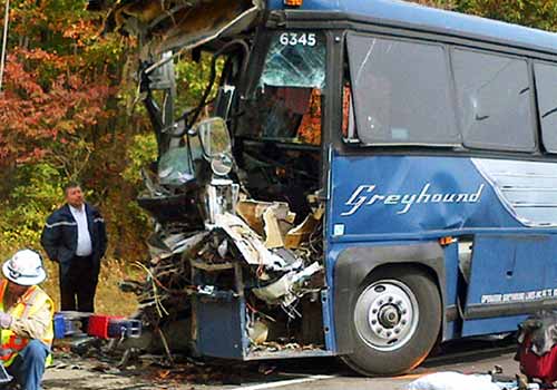 Bus accident scene