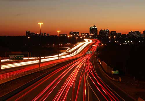 Highway traffic at night