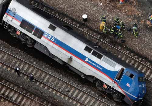 Train derailment scene